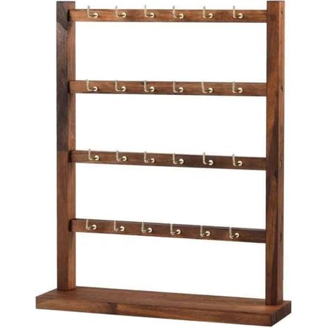 Présentoir en bois pour colliers, boucles d'oreilles, bijoux, porte-clés avec crochet (style 6) (1/5)