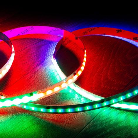 Tira LED Digital SPI 24V RGBIC COB 360 LED/m 5m Ancho 10mm Corte 5 cm IP20 RGBIC (1/4)