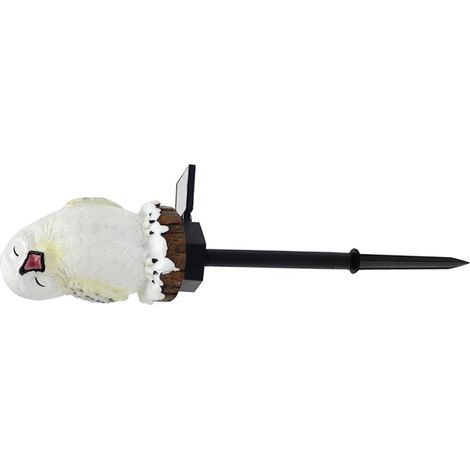 Lampe à piquer Hibou des neiges solaire en résine étanche, décorative LED pour jardin et terrasse. (1/3)