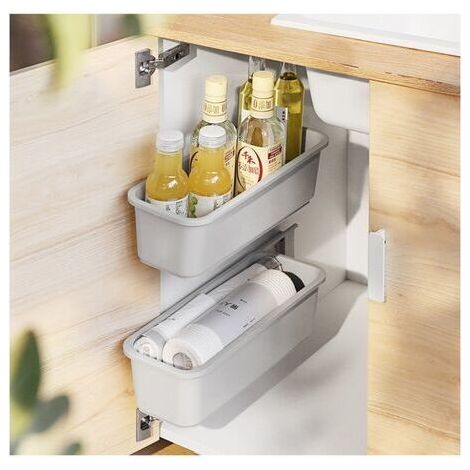 Lot de 2 paniers coulissants pour armoire – Organisateur de rangement pour cuisine et salle de bains – Dimensions 376x152x112mm – Accès facile aux épices