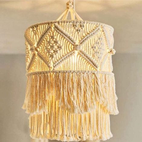 Luminaires suspendus Boho avec macramé fait à la main, abat-jour Bohême pour décor de chambre Boho, salon, décorations de Noël