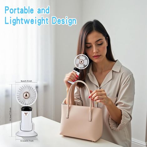Mini ventilateur portable rechargeable N15 blanc pic de neige, ventilateur à main avec écran d’affichage, 5 vitesses réglables (1/5)