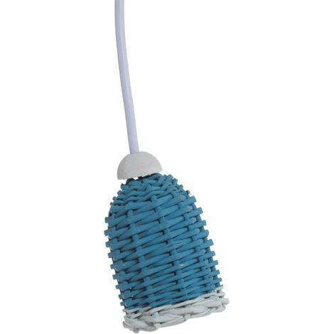 Faretto a sospensione in vimini blu, Ø6H9 cm (kit da 10)