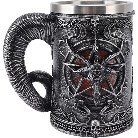 Chope viking antique en résine 3D avec doublure inox pour bière, bar maison, KTV, restaurant - Type 1 (1/5)