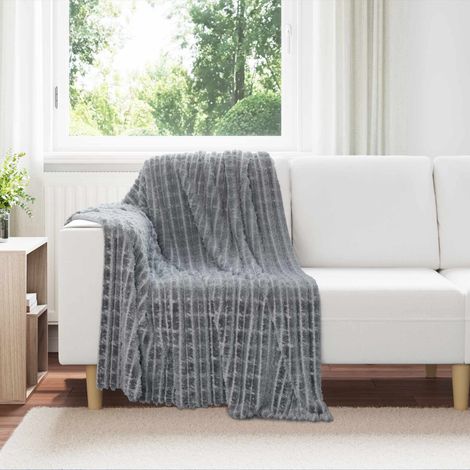 Überwurfdecke Dunkelgrau 150 x 130 cm Fleece