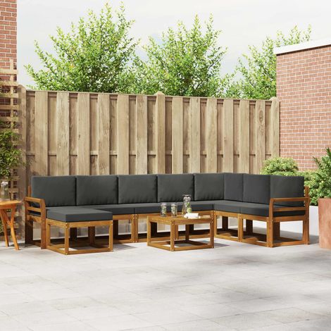 Outdoor-Sofagarnitur mit Kissen 9 pcs Natur und Anthrazit (1/5)