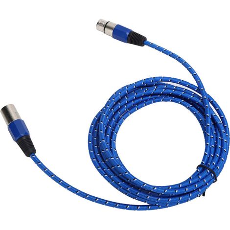 Câble XLR Mâle vers Femelle 5 mètres Bleu pour Microphone et Studio (1/5)