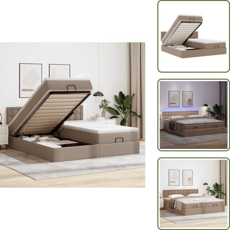 The Living Store Struttura Letto Pouf con Materassi 180x200 cm Similpelle - Materasso a molle insacchettate