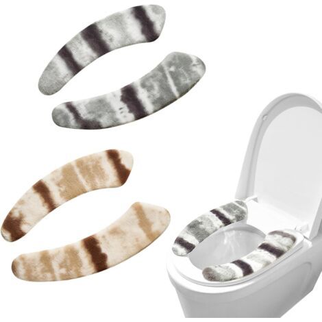 Lot de 2 housses de siège de toilette chaudes et lavables - En peluche épaisse avec TPR autocollant - Housse universelle antidérapante pour toutes les toilettes (1/5)