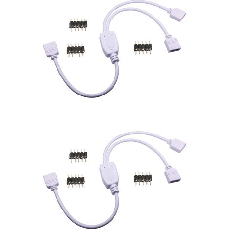 Conector LED RGB de 1 a 2 hembra a dos machos de 2 pines, cable adaptador para tira LED con seis enchufes 4 (1/5)
