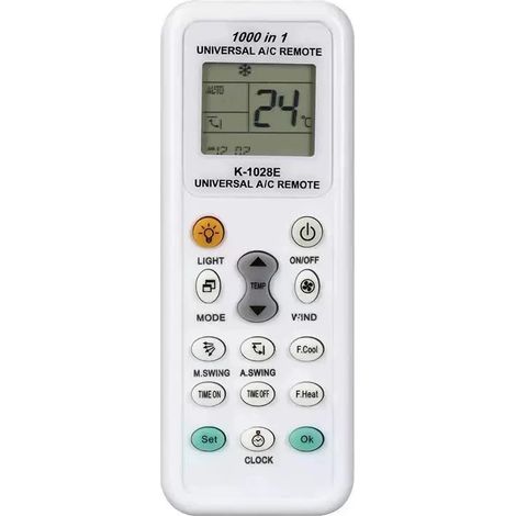 Universelle Klimaanlagen-Fernbedienung K-1028E, kompatibel mit über 1000 Marken, darunter LG, Gree, Midea, Toshiba, Haier, Hitachi, idealer Ersatz für verlorene oder beschädigte Fernbedienungen