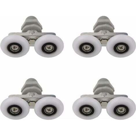 Double Shower Door Rollers, Shower Door Rollers, Sliding Shower Door Rollers, Bathroom Shower Replacement Rollers, Bathroom Spare Parts, 19mm, 4pcs (1/4)
