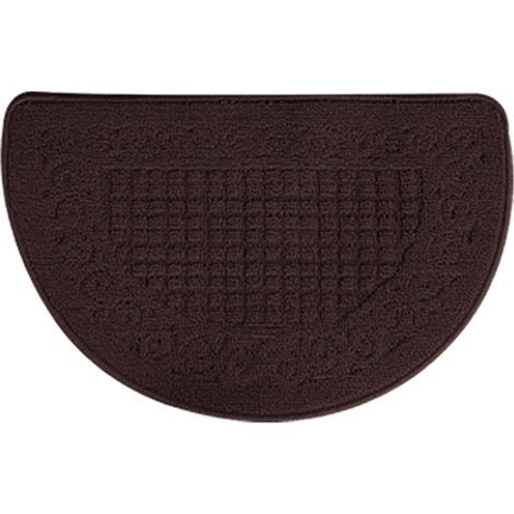 Paillasson demi-cercle tapis de sol demi-cercle piège à poussière fibre de polyester forte absorption antidérapant pour extérieur intérieur café foncé 48x78cm / 18.9x30.7in (1/5)