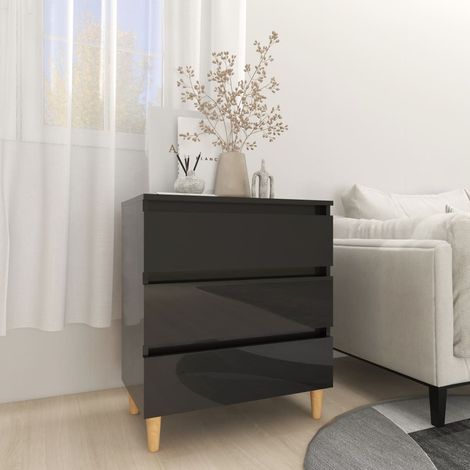 Buffet Noir brillant 60x35x69 cm Bois d’ingénierie vidaXL (1/5)