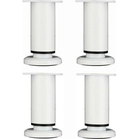 4 Pièces Pieds de Meubles Réglables 12cm Blanc Jambe de Table Rond en Métal pour Canapé Armoire Lit avec Vis (1/4)