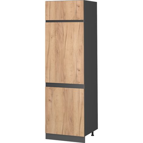 Armoire pour frigo R-Line, Chêne de force doré, 60 cm J-Shape, Vicco