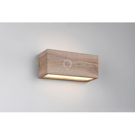 MAYENNE APPLIQUE DA ESTERNO LED BI-EMISSIONE FUSIONE DI ALLUMINIO ED EFFETTO LEGNO SBIANCATO IP44 L.25CM 2 LUCI ATTACCO E14