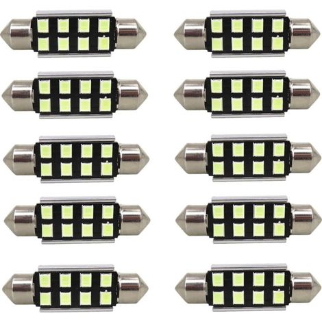 Festoon Ampoules LED 31 mm 2835 SMD Très Lumineuses Blanc Bleu Glacier Remplacement pour Lumière LED de Voiture Plafonnier Liseuse de Carte Feux de Plaque d'Immatriculation Lot de 10
