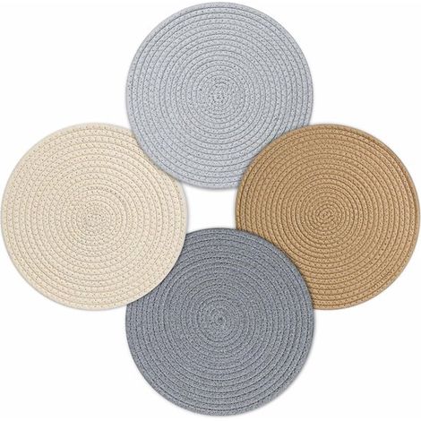 Lot de 4 napperons ronds – Diamètre 30 cm – Antidérapants – Résistants à la chaleur – Table et comptoir (1/5)