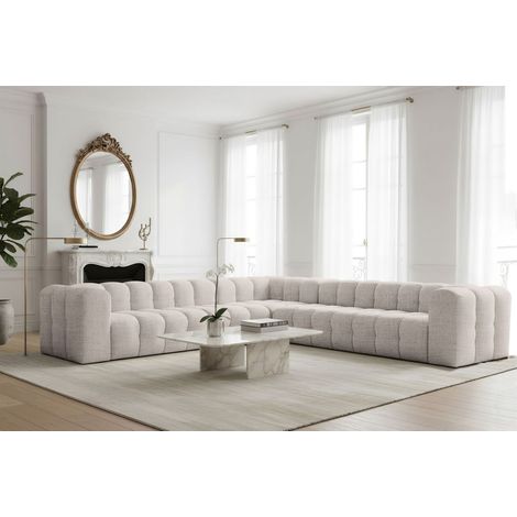 Ecksofa Designersofa SOLVIE XL in Stoff Moly Creme Seite Universal (1/3)