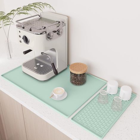 Tapis en silicone pour grandes machines à café - 4060 antidérapant pliable et imperméable avec tapis de séchage vaisselle amovible plans travail cuisine Vert'Vert'Vert'- (1/5)