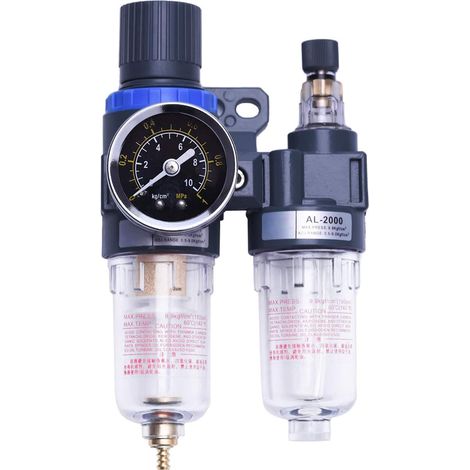 Compressed Air Water and Oil Separator, Pressure Reducer for Compressor, Filter 1/4" Air Regulator (1/5)