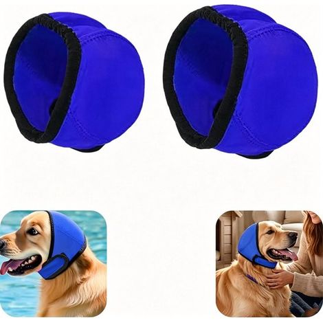 Protections d'oreilles pour chien lot de 2 - réducteurs de bruit imperméables sans bandeau, bleu (1/5)
