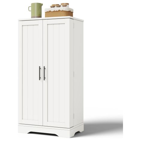 Meuble cuisine 120x60x40cm LED détecteur 2 portes étagères réglables blanc