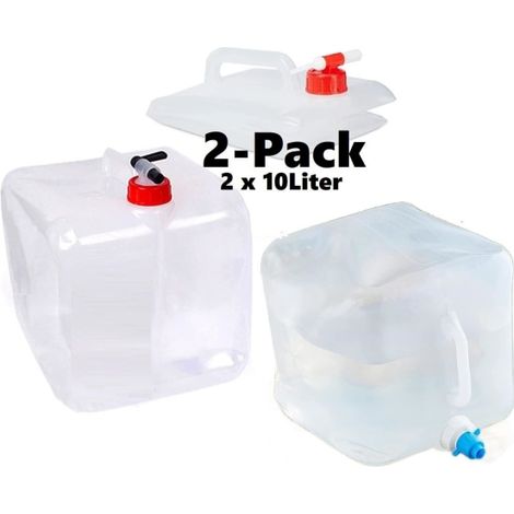 Lot de 2 bidons d'eau pliables et portables de 10 L avec robinet (1/5)