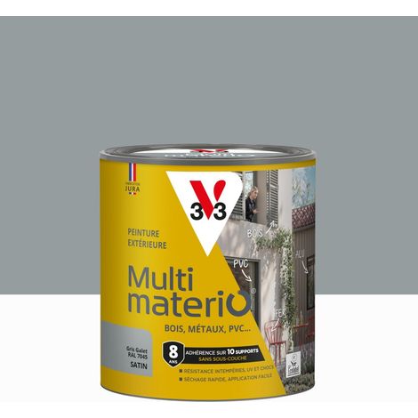 V33 Peinture extérieure bois, fer, plastique V33 gris galet satiné 0.5l
