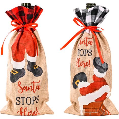 Housse Pour Bouteille De Vin - Décoration De Noël - Idéale Pour Cadeaux, Fêtes Et Décorations Festives - Lot De 6 (1/5)