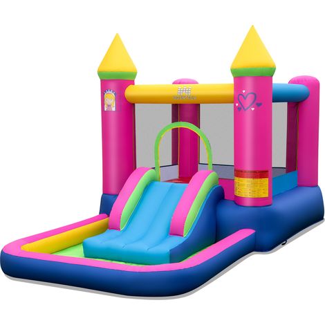 Inflatable Bounce House 4-in-1 Kids Princess-themed Bouncer Blow-up Bouncy Castle (1/5)