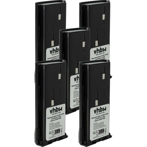 vhbw 5x Akku kompatibel mit Kenwood TK-270G, TK-260GE, TK-260G, TK-261, TK-250, TK-270, TK-260 Funkgerät, Walkie Talkie (1600 mAh, 7,2 V, NiMH)