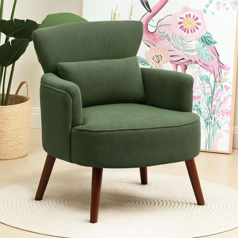 Fauteuil moderne, fauteuil d'appoint rembourré avec coussin lombaire, vert (1/5)