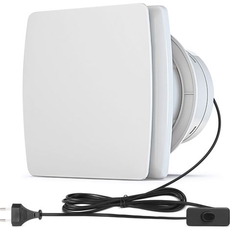 Ventilateur de salle de bain Ø100 mm avec clapet anti-retour, ventilateur de salle de bain, ventilateur d'extraction avec prise UE 95 m³/h, ventilateur mural 12 watts / 34 dB pour salle de bain, (1/5)