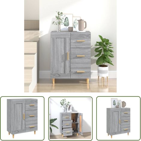 The Living Store Sideboard Grau Sonoma 69,5x34x90 cm Holzwerkstoff - Schreibtisch - Wohnzimmermöbel - Sideboard - Grau Sideboard - Holz Sideboard (1/5)