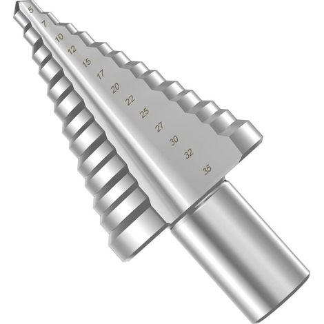 Foret Étagé Métal, Foret Fraise Meche Etage(5mm-35mm) avec Revêtement Titane pour Métal, Bois, Plastique, Laiton, Aluminium, PVC (1/5)