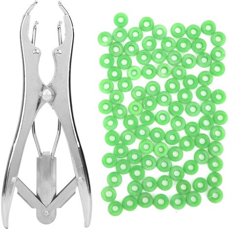 Jeffergarden Pince de castration de porcs avec 100pcs anneaux de castrateur dispositif d'amarrage de queue outil vétérinaire pour le bétail de ferme (1/5)