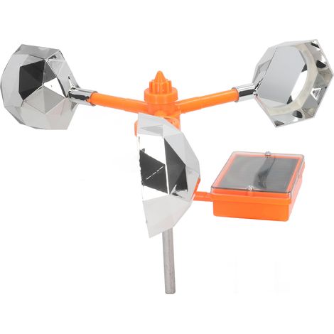 Solarbetriebene Vogelscheuche mit Blinklicht, 360°-Drehung, Vogelabwehr für Obstgärten und Gärten, weißes Licht, Erdspießbefestigung, Pflanzenschutz (1/5)