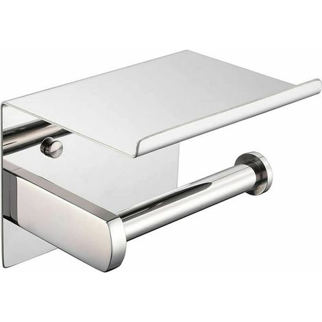 Porte Papier Toilette Mural en Acier Inoxydable Distributeur Papier avec Tablette pour Salle de Bain Cuisine Chrome (1/5)