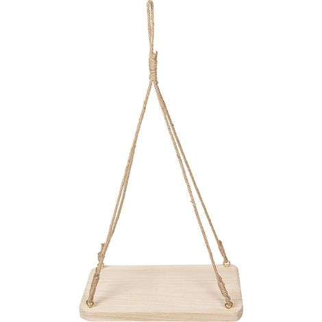 Suspension pour Plantes en Bois Beige, Balançoire Rustique pour Pot de Fleurs, 40 x 25 x 63 cm - PANGIVO