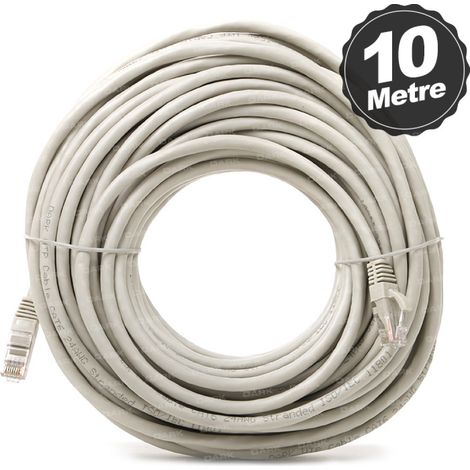 (3 pièces) 10 m - Câble réseau Cat5e - Câble Internet gris, réseau Ethernet LAN, connexion filaire