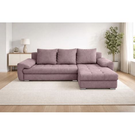 AX LIVING Manisa Wohnzimmer Couch L Rosa Sofa mit Schlarffunktion R
