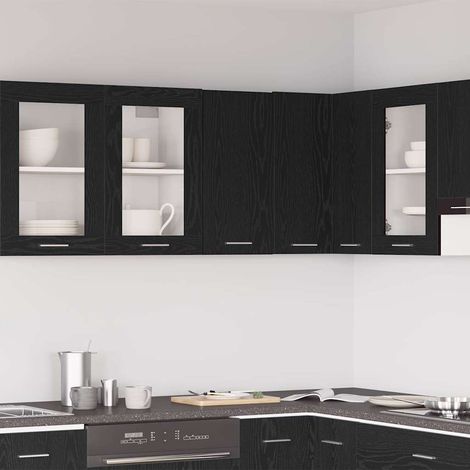 vidaXL Pensile pensile Rovere Nero 30x31x60 cm in Legno Multistrato