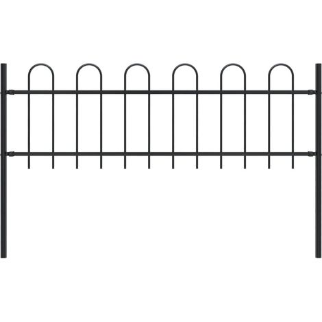 Clôture de jardin avec dessus en cerceau Acier 1,7 m Noir 2 (1/5)