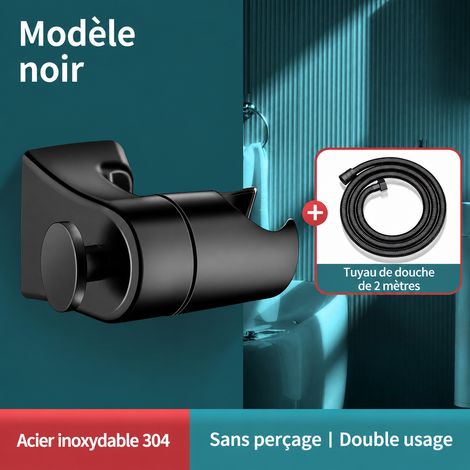 Support de douchette noir mat en acier inoxydable 304 avec flexible de 2,0 m fixation murale 3 2.0 réf 8507 250 g – Livraison gratuite