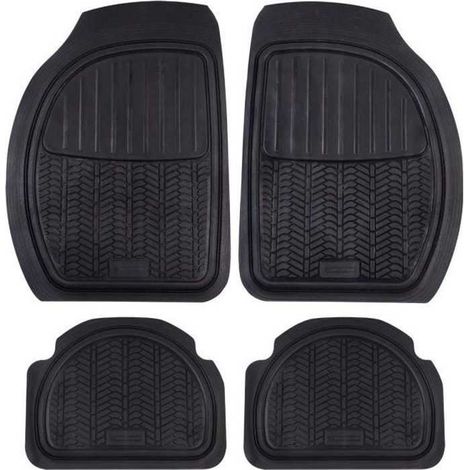 MICHELIN Alfombrillas de suelo universales de goma negra 4 piezas 2 delanteras 2 traseras con surcos antideslizantes (1/3)