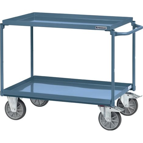 Supporto carrello da tavolo orizzontale 2 vassoi in lamiera d'acciaio L850xP500mm bordo-H.40mm pigeonbl.