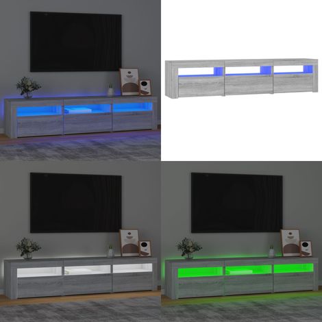 TV-Schrank mit LED-Leuchten Grau Sonoma 180x35x40 cm - TV Schrank - Holzwerkstoff Möbel - LED Beleuchtung - Wohnraum Einrichtung - Grauer Fernsehtisch - Home & Living (1/5)