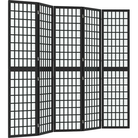 Paravent Cloison de séparation pliable 5 panneaux, Pour Jardin, Balcon, Terrasse 200x170 cm Noir OIB6238E (1/5)